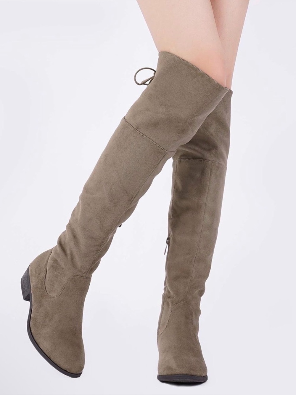 DREAM PAIRS Boots Women’s KHAKI Suede Over Knee Stretch Boots 9.5 NEW